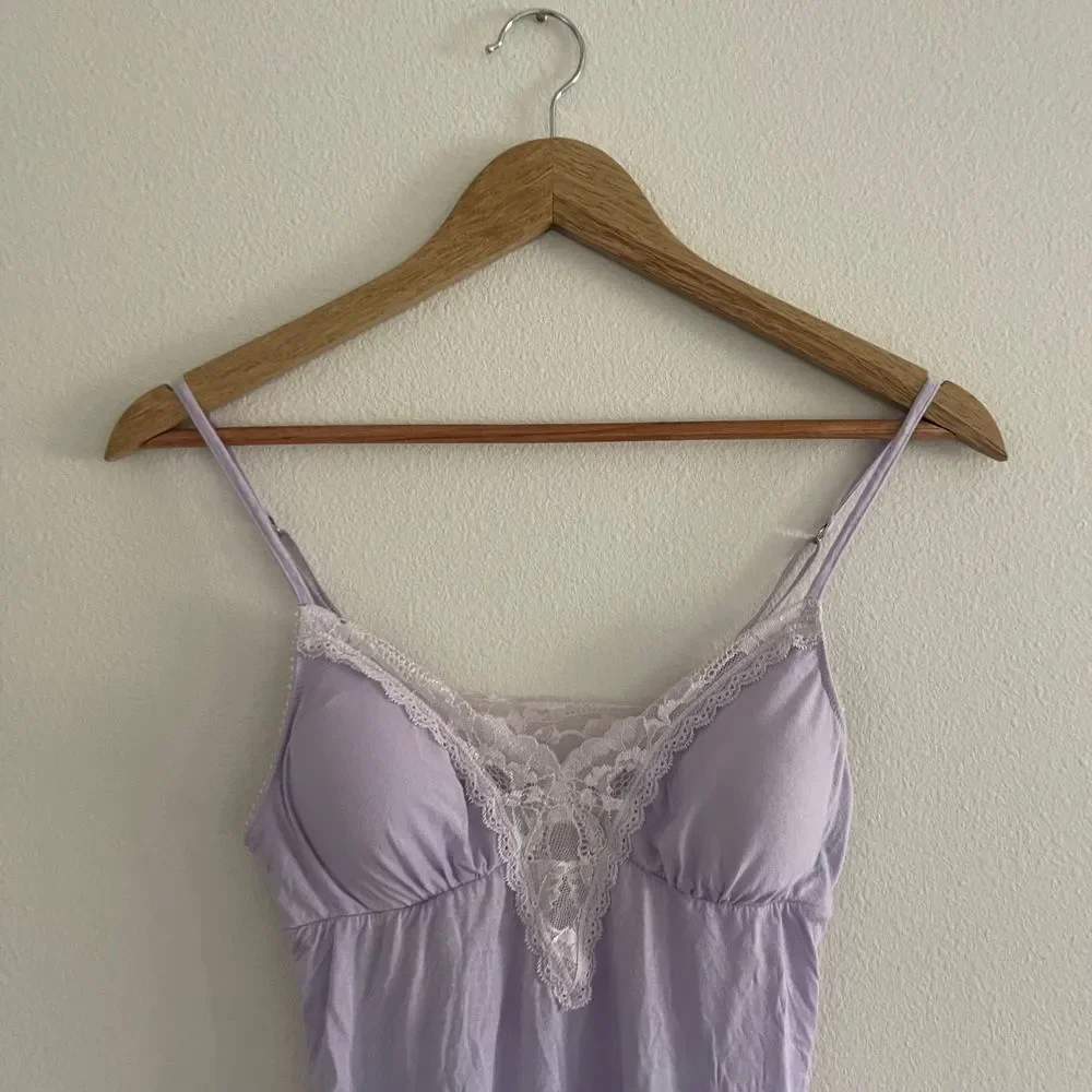 Victoria's Secret Purple Lace‎ Modal Nightgown Slip Dress Size Small - Picture 5 of 14